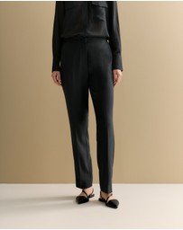 Trenery - Piping Detail Straight Leg Pant in Black