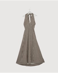 Revibe - Repaired AERE Nolana Gingham Halter Maxi Dress - AU 8