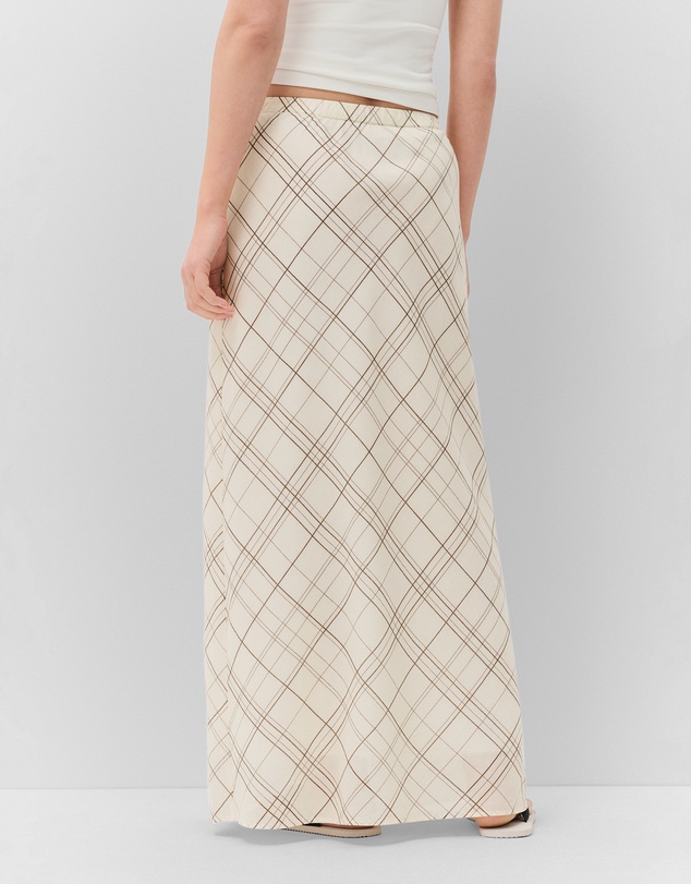 UNISON - Ramie Check Maxi Skirt