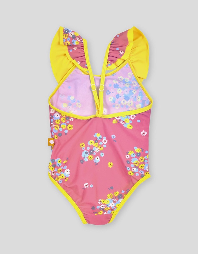 Goldie + Ace - Floral Frill Collar Swimsuit - Babies-Kids