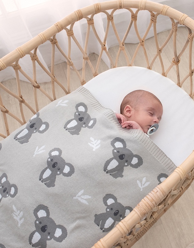 Living Textiles - Australiana Jacquard Blanket - Koala/Grey
