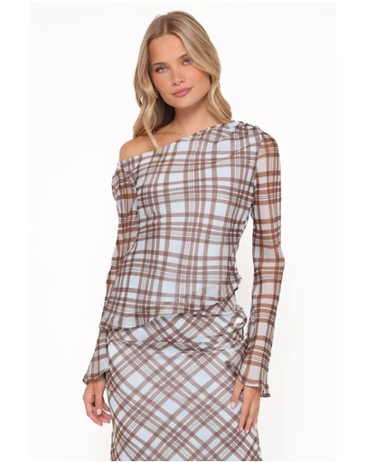 Petal & Pup - Caitriona Cowl Neck Top - Blue Plaid