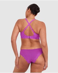 Bras N Things - Nkd High Leg Lace Brazilian Knicker - Purple