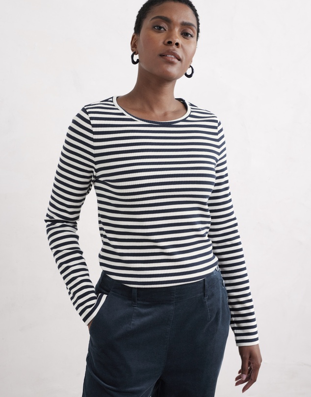 Seasalt - Seasalt Cornwall Navy Gorse Lane Rib Top