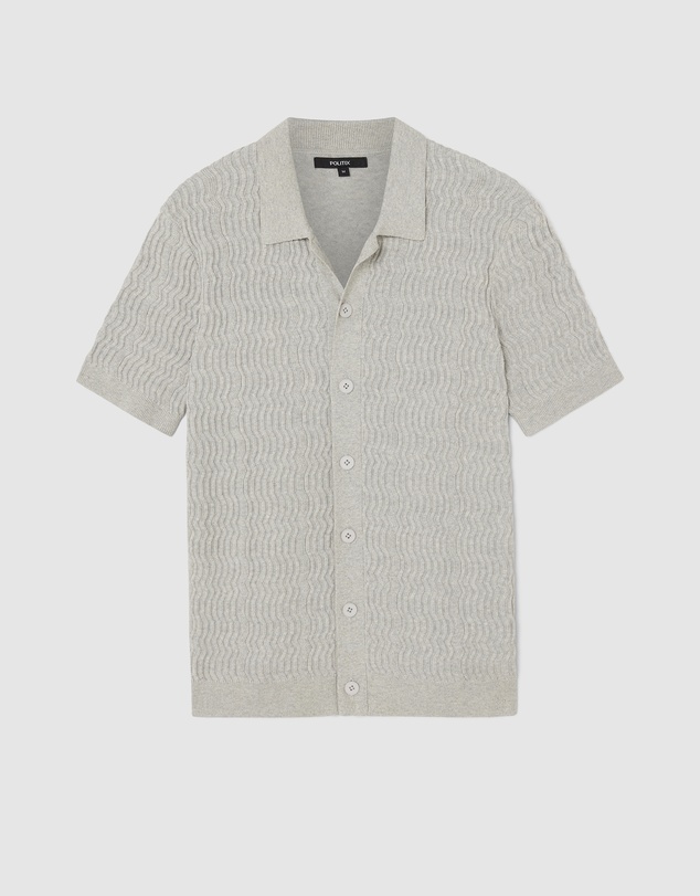 Politix - Wave Knit Button Down Short Sleeve Shirt