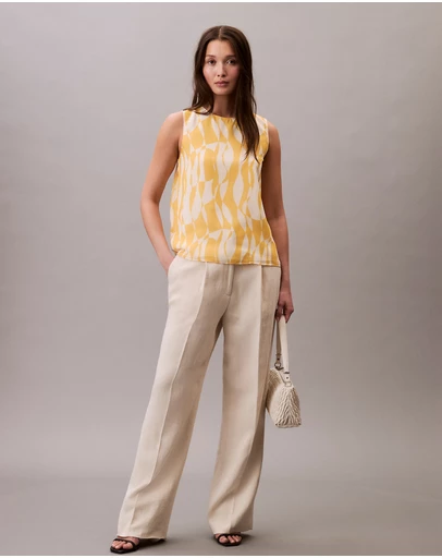 Calvin Klein - Printed Chiffon Sleeveless Top