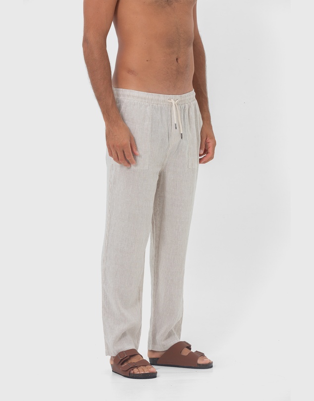 Coast Clothing - St. Tropez Linen Pant - Sand Stripe