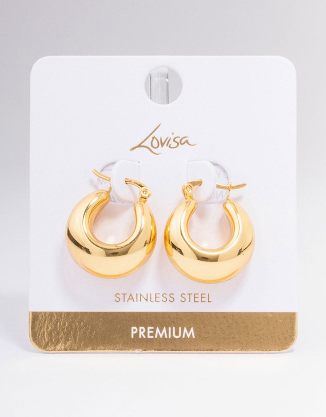 Lovisa - Waterproof Gold Plated Stainless Steel Full Bubble Hoop Earrings