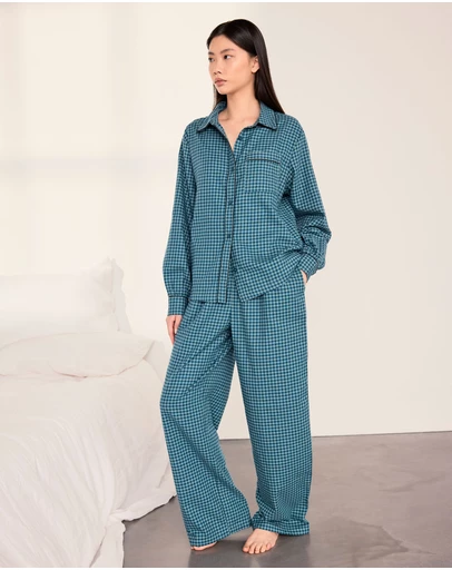 Chelsea Peers - Flannel Gingham Long Pyjama Set