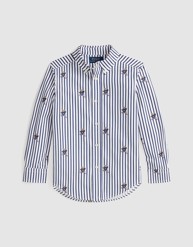 Polo Ralph Lauren - Polo Bear Striped Cotton Poplin Shirt - Kids