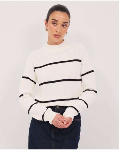Cream & Black Stripe