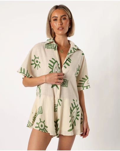 Petal & Pup - Sebastian Playsuit - Green Print