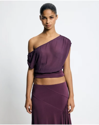 Lover - Mira Jersey And Georgette Asymmetric Top
