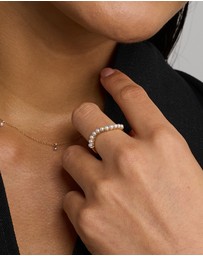 Michael Hill - Cultured Freshwater Pearl Wave Band Ring in 10kt Yellow Gold