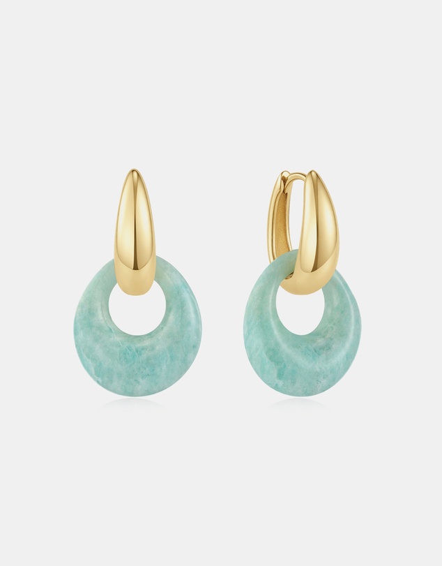 Ania Haie - Gold Hollow Amazonite Organic Pebble Drop Earrings