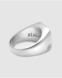 Nialaya Jewellery - Silver Signet Ring with Blue Lapis