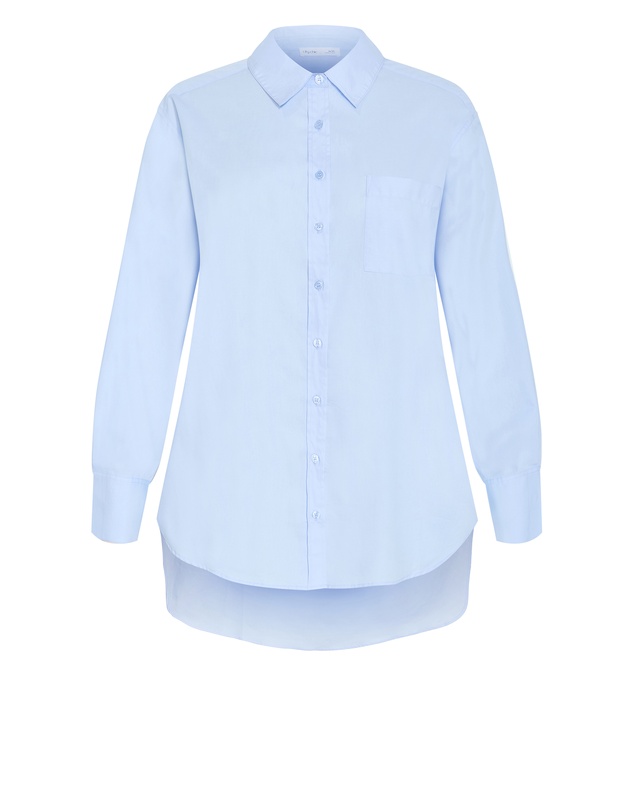 City Chic - Plus size Chiara Cotton Longline Shirt - ice blue