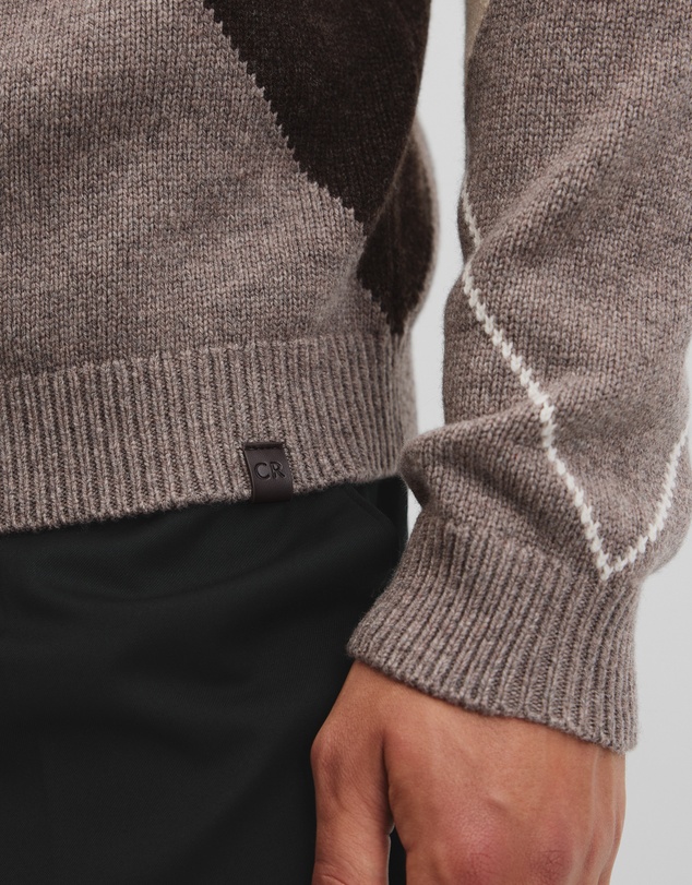 Country Road - Merino Wool Argyle Crew Neck Knit