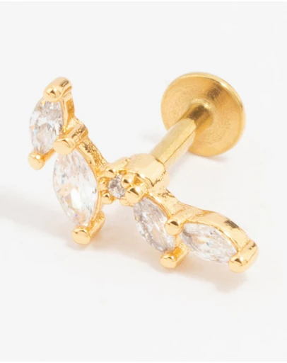 Lovisa - Gold Plated Surgical Steel Four Leaf Crawler Flat Back