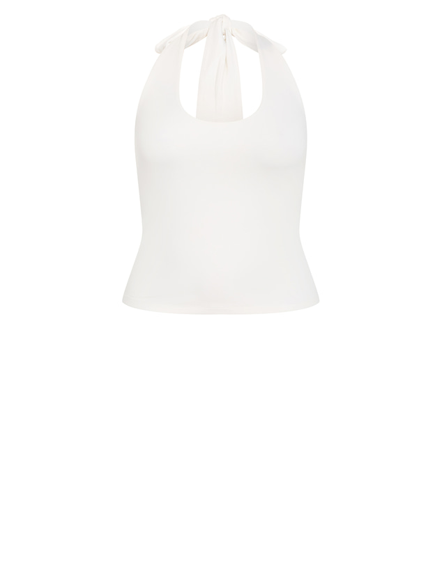 City Chic - Plus size Halter Neck Tie Top - ivory