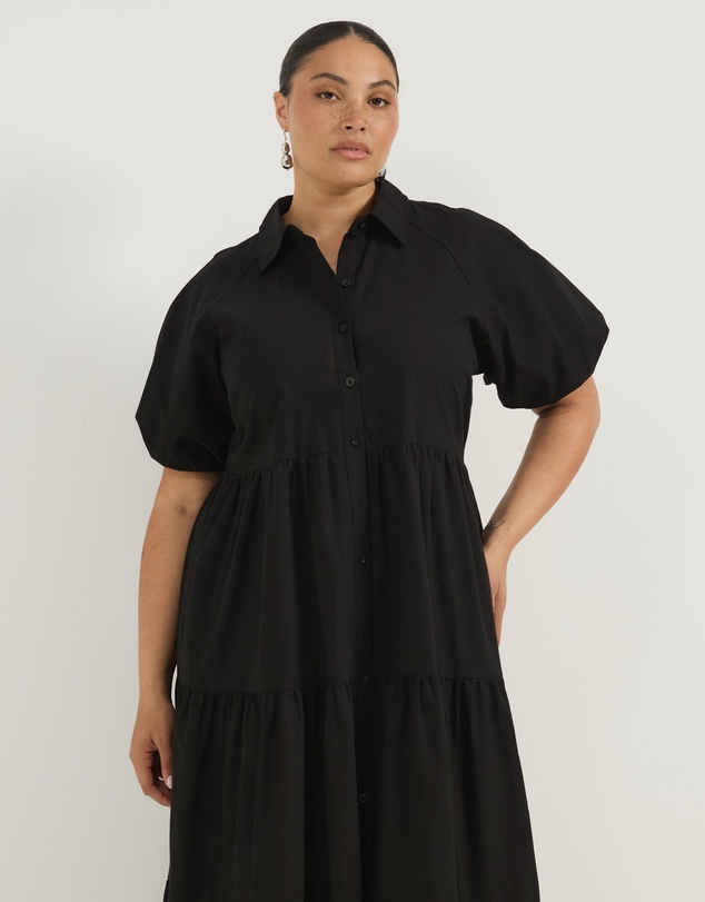 Atmos&Here Curvy - Alexis Tiered Button Through Midi Dress