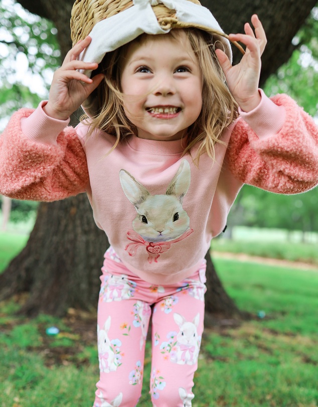 Rock Your Kid - Hunny Bunny Fuzzy Sweatshirt in Peach