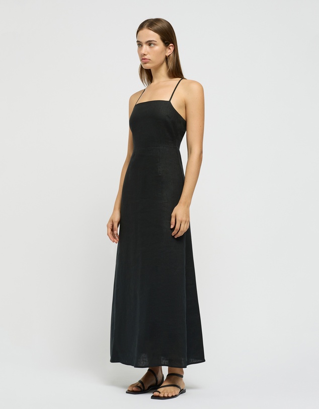 FRIEND of AUDREY - The Linen Tie Back Midi Dress
