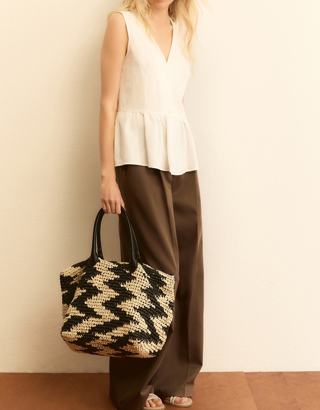 Emme - White Viscose Linen Waistcoat Top