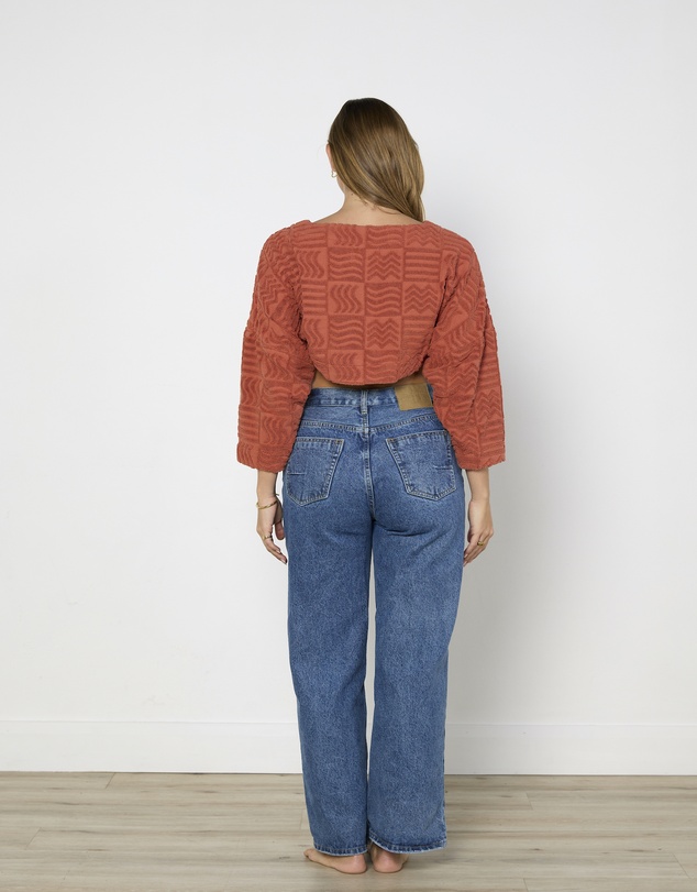 Cirkular - Pre-Loved - Lucy Folk Long Sleeve Tidal Cropped Sweater
