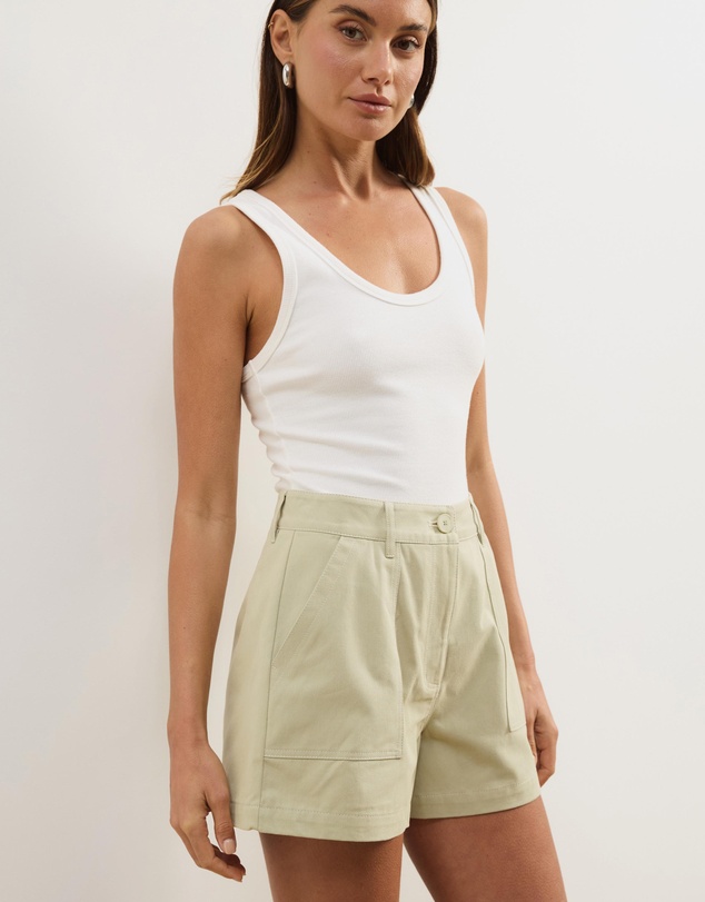 Atmos&Here - Cara Contrast Stitch Twill Shorts