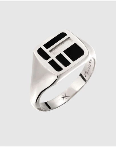 Kuzzoi - ICONIC EXCLUSIVE - Enamel Signet Ring in 925 Sterling Silver