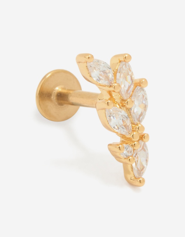 Lovisa - Gold Plated Titanium Cubic Zirconia Leaf Flat Back Stud