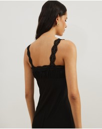 Atmos&Here - Rory Lace Trim Satin Slip Dress