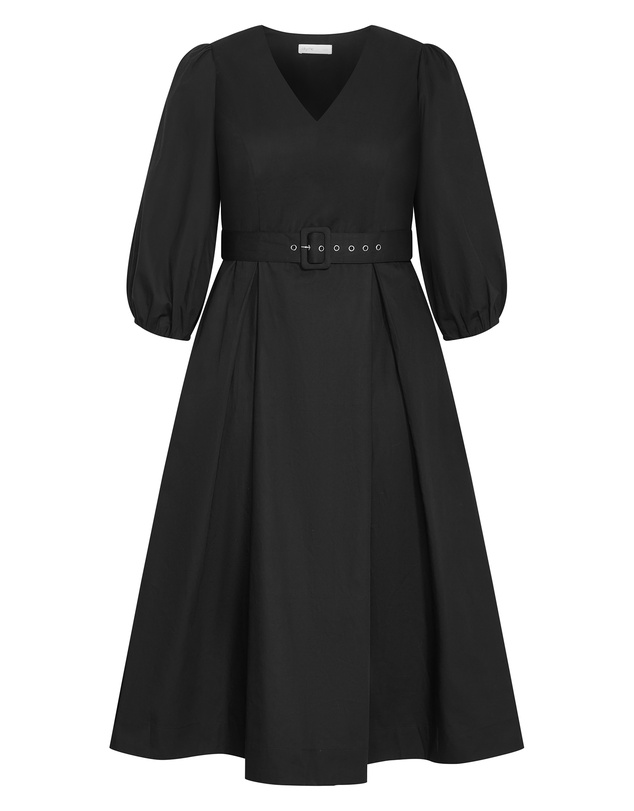 City Chic - Plus size Kaiya V Neck Dress - black