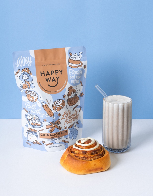 Happy Way - Cinnamon Bun Whey Protein Powder