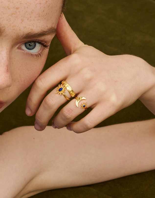 Ottoman Hands - Lapis Moon and Star Stacking Ring