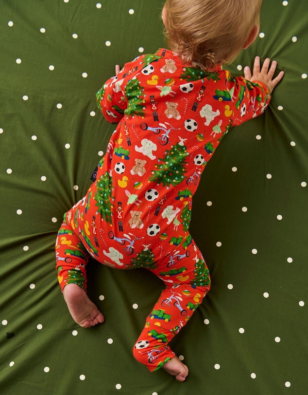 Kip&Co - Christmas Toys Organic Long Sleeve Zip Romper - Babies