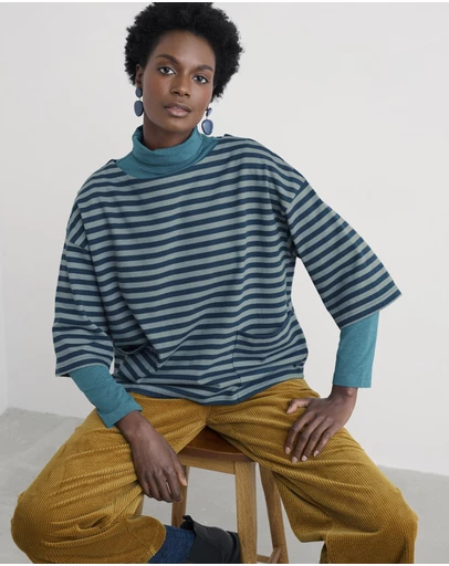 Seasalt - Seasalt Cornwall Navy Buryan Boat Neck Top