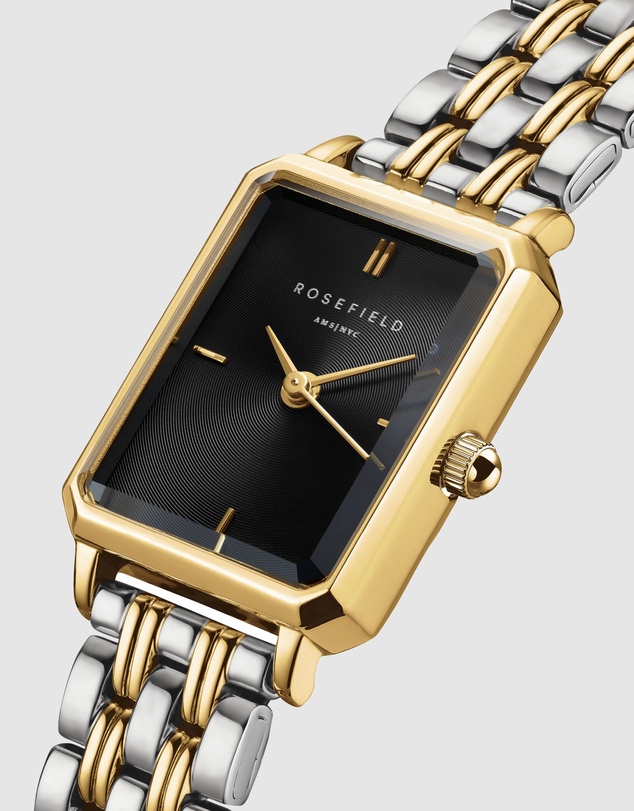 Rosefield - Octagon XS Black Gold Silver Duotone Bracelet Watch