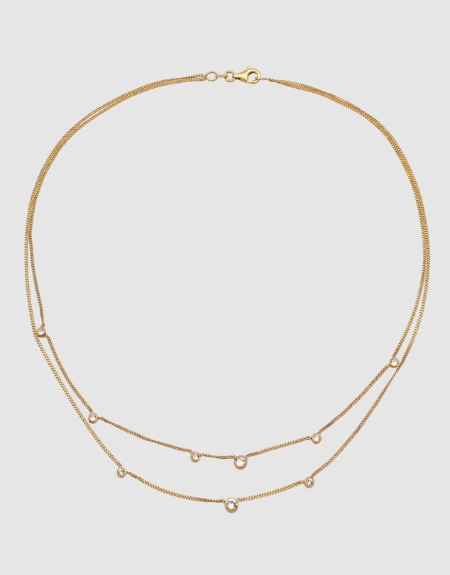 Elli Jewelry - Necklace Layer Crystal Circle 925 Sterling Silver Gold-Plated