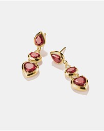THOMAS SABO - THOMAS SABO Drop Earrings with Red Heart Stones Gold