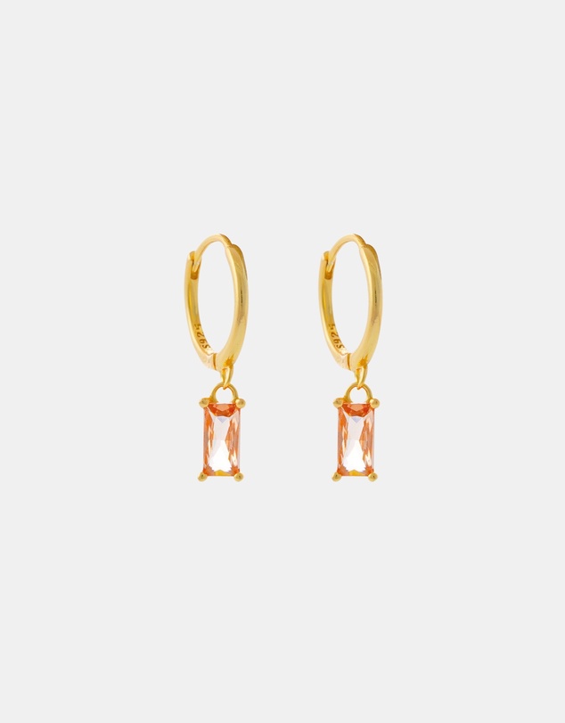 Pastiche - Vera Huggies Earrings- Gold plated 925 silver -Rose stone