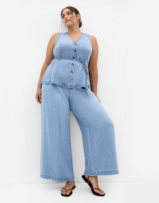 City Chic - Plus size Evani Soft Denim Wide Leg Pant - light wash