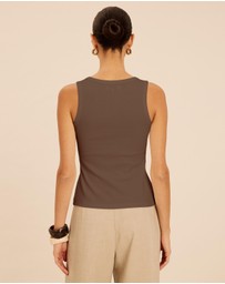 AERE - Ava Button Front Tank Top