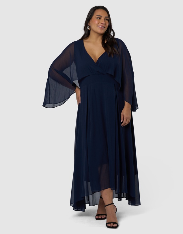 Pink Dusk by Curve Project - Electric Chemistry Cape Maxi Dress