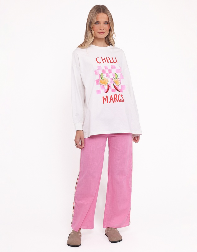 Petal & Pup - Meredith Graphic Tee Pant Set - White Pink