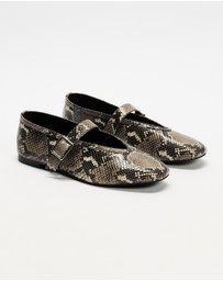 Atmos&Here - Riley Snakeskin Leather Ballet Flats