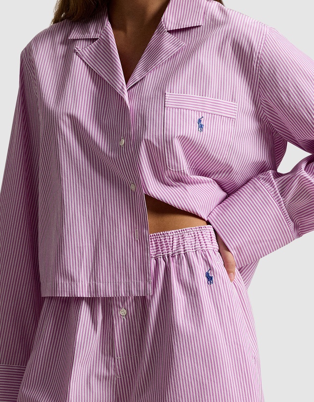 Polo Ralph Lauren - Shirting Stripes Crop Top & Boxer Short Cotton Pyjama Set