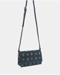 Pierre Cardin - Pierre Cardin Canvas Print/Leather Trim Flap Cross-Body Bag