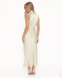 Petal & Pup - Anabelle Halter Neck Lace Maxi Dress - Sage Green